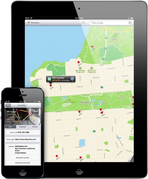 iOS-6-Maps-two-up-iPhone-iPad-local-search