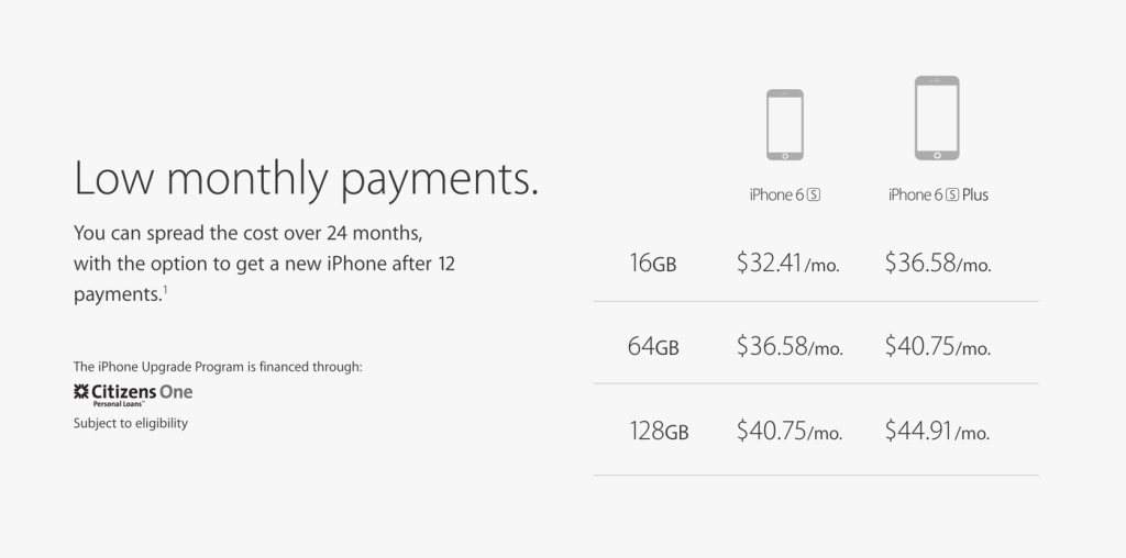 iPhone upgrade payment